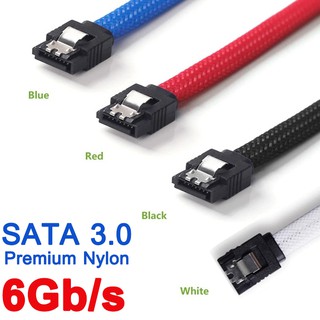 1PCs 50CM SATA 3.0 III SATA3 7pin Data Cable with Premium Sleeved Nylon 6Gb/s SSD Cables HDD Hard Disk Drive Cord