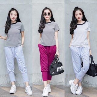 Set 2 ชิ้น เสื้อแขนสั้น+กางเกงจั้มปลายขา TW0964