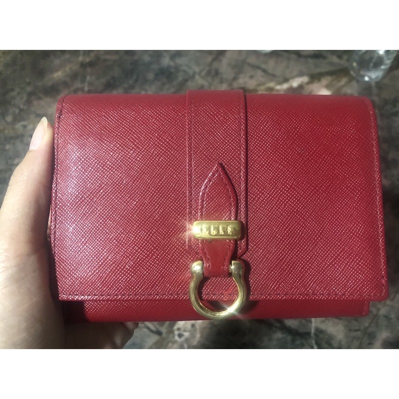 ELLE กระเป๋าสตางค์ใบกลาง มือสอง ของแท้100% #ELLE