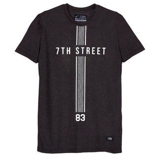 เสื้อยืดผ้าฝ้ายพิมพ์ลายขายดี ✺7th Street เสื้อยืด รุ่น AML102 สีเทาดำ