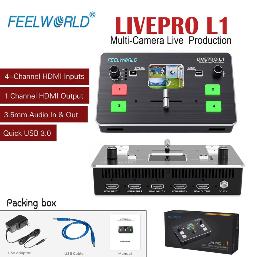 Feelworld LIVEPRO L1 Switcher Video Mixer HDMI Multi camera live