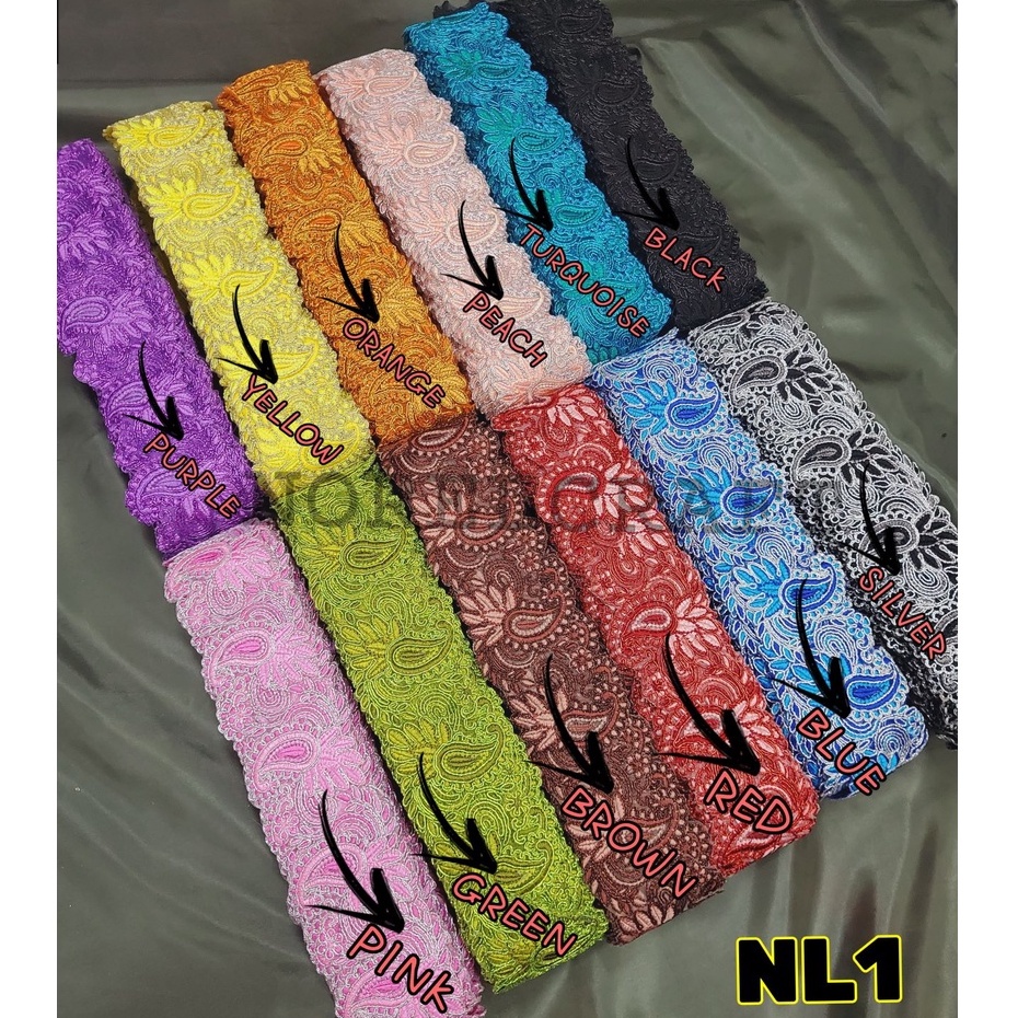 [NL1]1 เมตร CHEMICAL FLOWER LACE / RENDA BUNGA/ BORDER LACE/ RENDA CANTIK/ FLOWER LACE