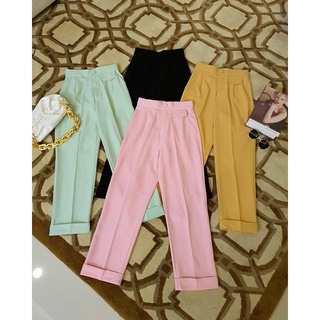 🍬CottonCandy - MACAROON korea pants กางเกงขากระบอกเล็กสีแคนดี้ งานป้าย Cottoncandy