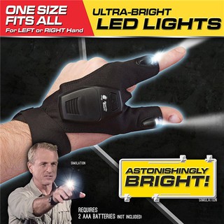 ถุงมือไฟฉาย 3 in 1 Treeone LED Flashlight Gloves Working in Darkness Places, Fishing, Camping, Hiking