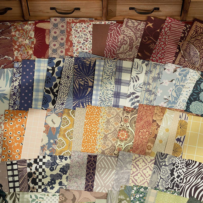 กระดาษลายผ้า 60 ชิ้น / ล็อต [ซีรีส์อุ่นเวลา] วารสารวินเทจ diy เดคโค่ สมุดภาพ กระดาษพื้น เครื่องเขียน