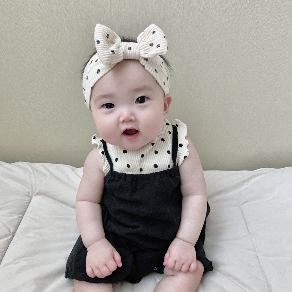 ชุดเสื้อแขนยาว แต่งลูกไม้ และที่คาดผม ประดับโบว์ แฟชั่นฤดูร้อน สไตล์เกาหลี สําหรับเด็กผู้หญิง