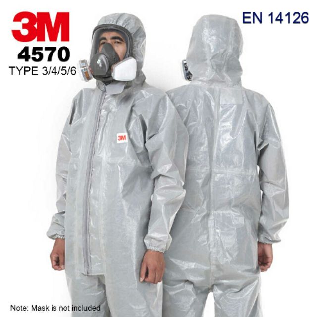 3M Protective Coverall 4570 ชุดป้องกันเชื้อโรคและสารเคมี (EN 14126) 
