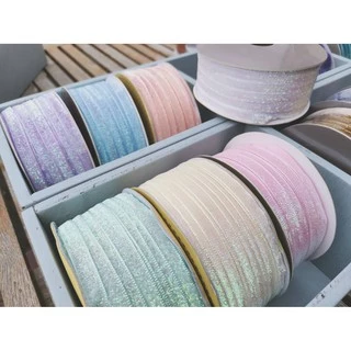 ริบบิ้น 1/21 ใช้ทำสายคล้อง ริบบิ้นกากเพชร ริบบิ้นสีพาสเทล กลิตเตอร์ Glitter ขนาด 1 เซน เทปตกแต่ง เชือกตกแต่ง ตกแต่ง DIY