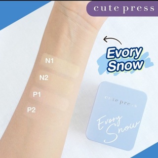 CUTE PRESS Evory Snow อิเบอร์รี่ สโนว์ ไวท์เทนนิ่ง แอนด์ ออยล์ คอนโทรล ฟาวเดชั่น พาวเดอร์ SPF30 PA++ ขนาด 12 กรัม