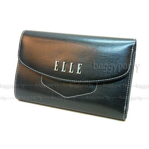 ELLE แท้!!! กระเป๋าสตางค์ใบกลาง หนังลายเงา