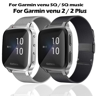 ไลน์ Garmin venu SQ สายสมาร์ทวอทช์ สาย Garmin venu 2/2 plus เส้นโลหะ Garmin venu SQ music สายสแตนเลส