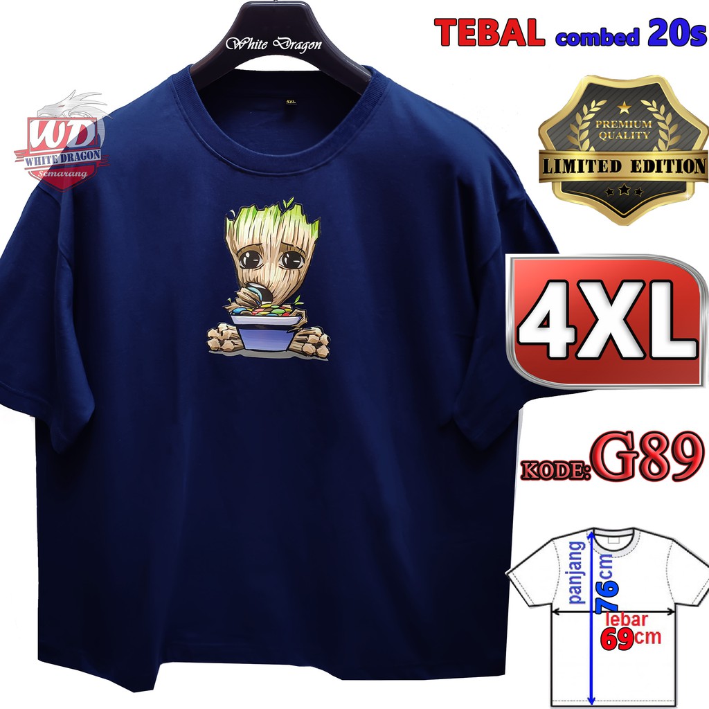 KAOS 4XL GROOT BIG SIZE JUMBO COMBED 20S CODE G89