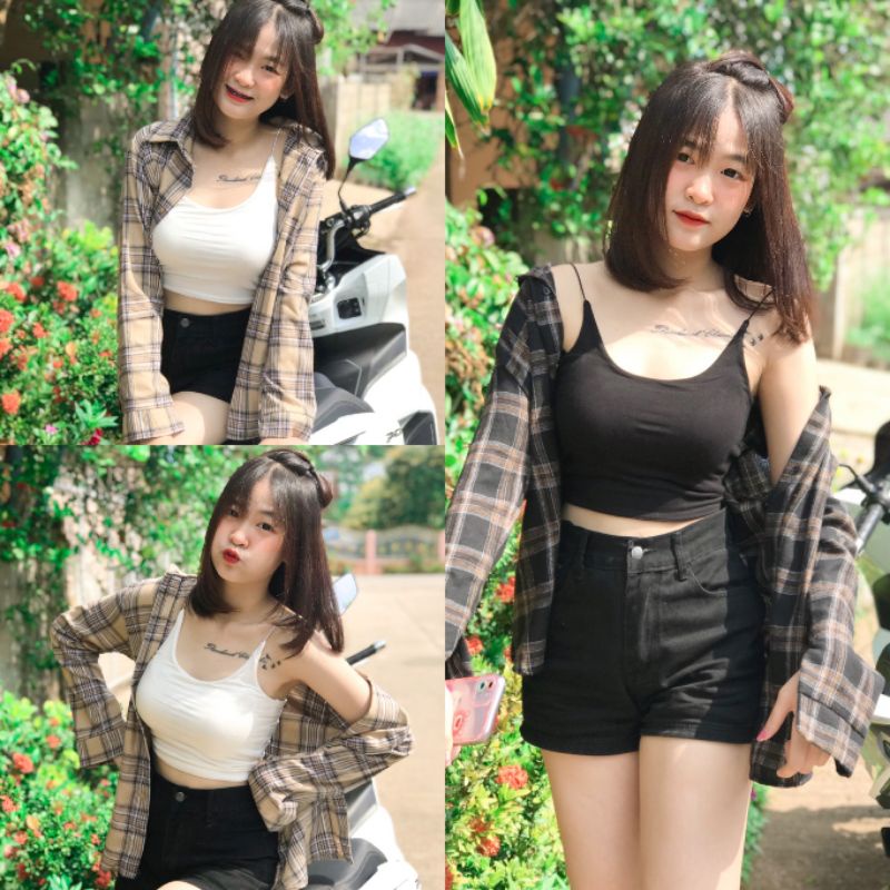 SpinnyHouse ชุดเซ็ต combo 2ชิ้น ครอปสายสปาเก็ตตี้+เสื้อคลุม แบบนี้ก็ได้นะ น่ารักถึงใจค่า Set145ใหม่ P102A