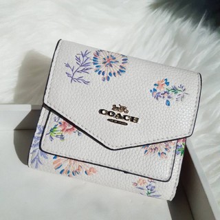 COACH 69849 SMALL WALLET WITH MEADOW PRAIRIE PRINT กระเป๋าสตางค์ใบสั้น พับสองตอน ลายดอกไม้