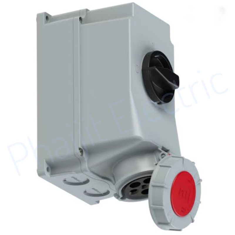 Haco 75352-6 ปลั๊กเสียบชนิดกันฝุ่น สลับการติดตั้งซ็อกเก็ตที่เชื่อมต่อกันบนผนัง 63A, 5Pin, ( 3P+N+E) 