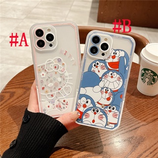 เคสซิลิโคน สำหรับ Clear Case iPhone 14 Pro Max iPhone 13 Pro Max iPhone 12 Pro Max iPhone 11 Pro Max Cute Cartoon โดราเอมอน Doraemon &amp; เฮลโลคิตตี Hello Kitty Holder Design Silicone Case