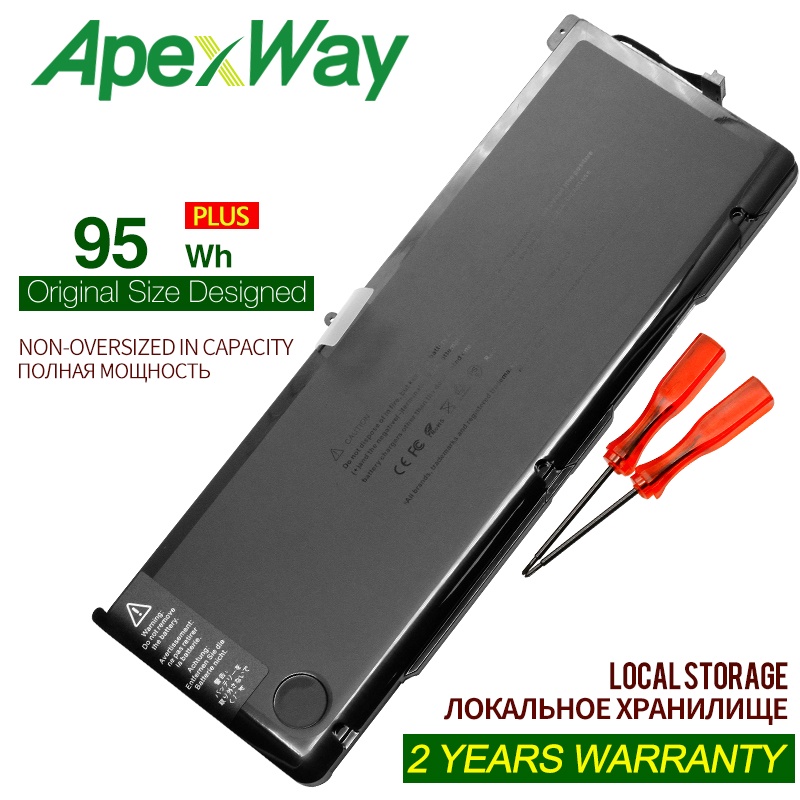 ApexWay  A1383 95Wh 10.95V New Laptop Battery For APPLE MacBook Pro 17" A1297 MD311 MC725 10.95V 95W