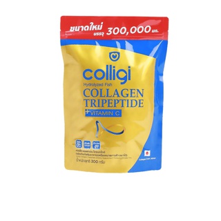 โค้ด SSPLF8 ลดเพิ่ม250฿(ขนาดใหม่แบบถุง) Colligi Collagen Tripeptide คอลลาเจน คอลลิจิ (300 กรัม x 1 ถุง)