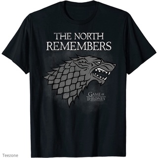 ย้อนยุคเสื้อยืดคอกลม แขนสั้น ผ้าฝ้าย พิมพ์ลาย Game Of Thrones Stark The North Remembers แฟชั่นฤดูร้อน สําหรับผู้ชายS-5XL