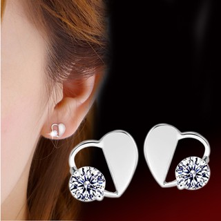 925 ต่างหูเงิน Earrings Heart แฟชั่นผู้หญิง Jewelry Dress WE5R