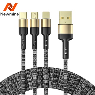 Newmine 5A ชาร์จเร็วสุดหนึ่งสำหรับสามสายข้อมูลสำหรับ Apple+TYPE-C+Android สามพอร์ตชาร์จ