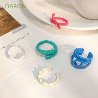 Daron แหวนโลหะ ทรงเรขาคณิต ปรับได้ สีแคนดี้ สไตล์เกาหลี