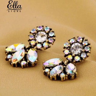 ดอกไม้ประดิษฐ์ Vintage Rhinestone ฝังดอกไม้สไตล์ Rhinestone ear earrings