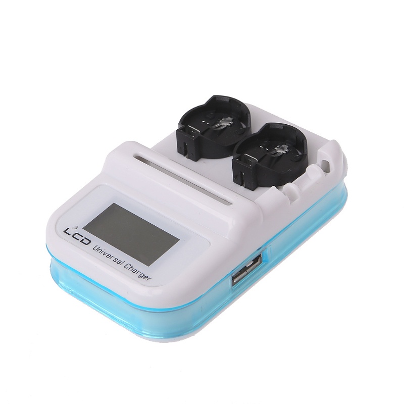 Bett 2 Slot LIR2032 เครื่องชาร์จปุ่มจอแสดงผลดิจิตอล LCD พอร์ต USB US Plug