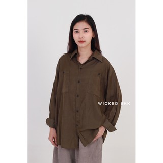 เสื้อเชิ้ตผ้าสปันสีขี้ม้า