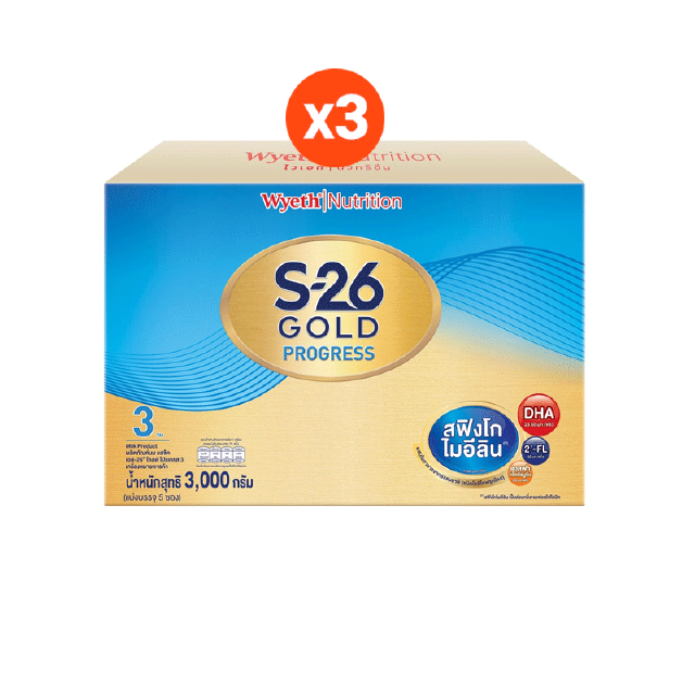 โปรโมชั่น : ยกลัง S-26 Gold Progress 3000g นมผง เอส-26 โกลด์ โปรเกรส สูตร 3 ขนาด 3000กรัม3กล่อง