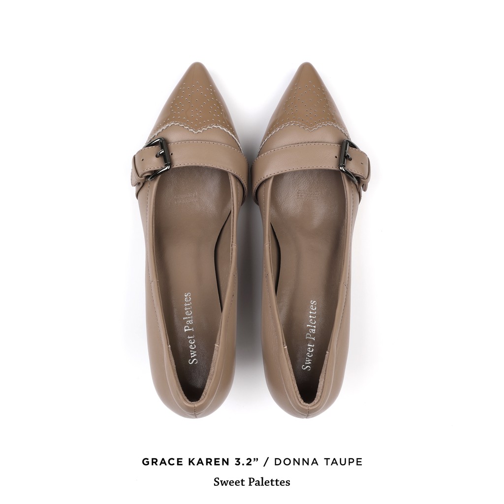 Sweet Palettes รองเท้าหนังแกะ Grace Karen 3.2 inch in Donna Taupe 745E