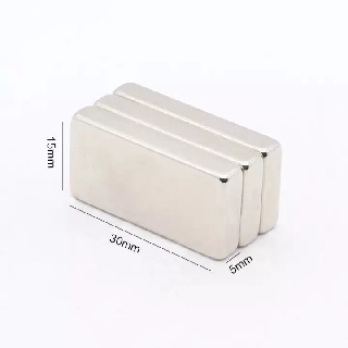 1ชิ้น แม่เหล็กนีโอไดเมียม 30x15x5มิล Magnet Neodymium 30*15*5mm แม่เหล็กแรงสููง สี่เหลี่ยม 30x15x5mm แม่เหล็ก 30*15*5มิล