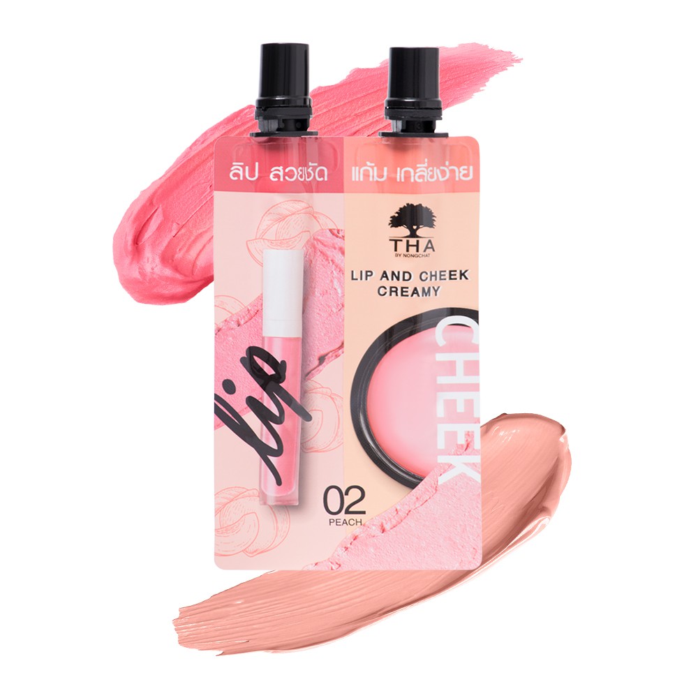 THA Lip And Cheek Creamy (ลิปสติกและแก้มบลัชออน) #02 Peach (พีช) THA By Nongchat