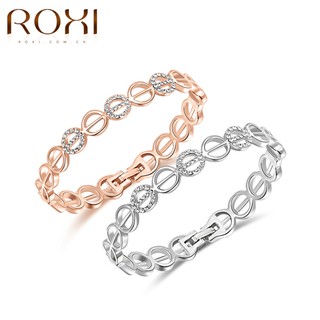 กำไล Roxi 24K Rose/Gold  Silver Platedวงกลม สลับกับการประดับ ออสเตรเลียคริสตัล โดดเด่น ไม่ให้ดูเรียบเกินไป