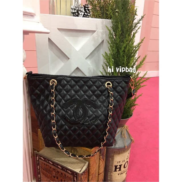 Chanel precision tote bag black logo with gold hwd👜Vip gift bag👜กระเป๋าพรีเมียมกิ๊ฟ💯