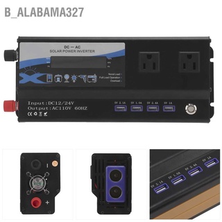 B_Alabama327 ซ็อกเก็ตอินเวอร์เตอร์รถยนต์ 900W Dc 12 24V เป็น Ac 110V 60Hz พร้อมไฟ 4 Usb