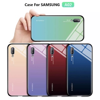 [ มาใหม่ ] Case Samsung Galaxy A02 เคสกระจก เคสเงาไล่สี ขอบนิ่ม Samsung A02 เคสกระจกไล่สี สินค้าใหม่พร้อมส่ง