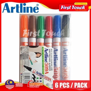 Artline 509A ไวท์บอร์ดมาร์กเกอร์ 2.0 มม. - 5.0 มม. (6 สี / ชุด)