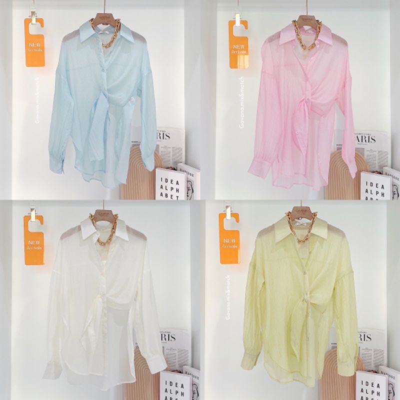 📌ทักก่อนสั่ง📌 เสื้อเชิ้ต ซีทรูแต่งชายสอดหน้า อก44” Gavana