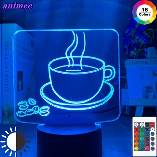 โคมไฟตั้งโต๊ะอะคริลิค Led รูปแก้วกาแฟ 3d หลากสีสัน สําหรับตกแต่งบ้าน ออฟฟิศ