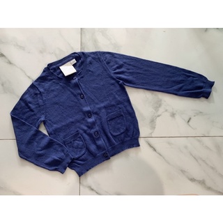 (P195)  เสื้อไหมพรมเด็ก 2ขวบ ผ่าหน้า cardigan cotton เนื้อบาง พร้อมกระเป๋าปะ 2 ใบ ของใหม่