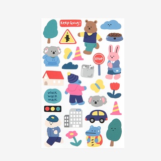 My Buddy Sticker - 33 Go for a walk  สติ๊กเกอร์สัตว์น้อยแสนน่ารัก จาก Dailylike ลิขสิทธิ์แท้