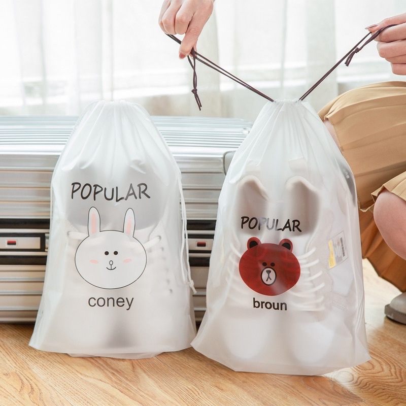 พร้อมส่ง🚚 ถุงหูรูดใส่ของ ถุงหมีบราวน์ สำหรับใส่ของ