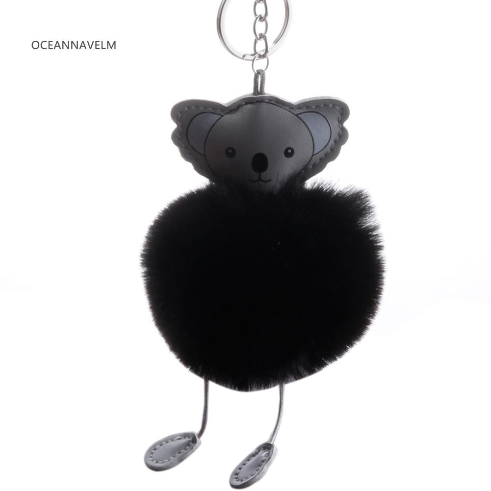 ♀OA Fluffy Faux Leather Koala Key Chain Ring Car Bag Purse Ornament ...