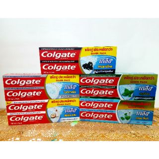 ยาสีฟันคอลเกต Colgate แพ๊คคู่ ขนาด 2 × 150กรัม สูตรเกลือ ไวท์เทนนิ่ง /ดับเบิ้ล คลีน /ถ่านชาร์โคล /เฟรช มิ้นท์ /สมุนไพร