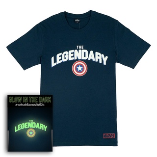 Marvel Men Captain America Glow In The Dark T-Shirt - เสื้อยืดผู้ชายลายกับตันอเมริกา เทคนิคเรืองแสงในที่มืด สินค้าลิขสิทธ์แท้100% characters studio