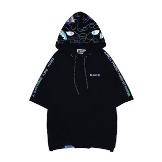 M​ ดำ​ พร้อมส่ง​ BAPE Shark reflective Chameleon Series short Hooded