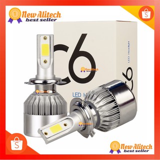 New Alitech C6 ไฟหน้าแบบ LED H4 H7 H8 H11 HB3 HB4 9006 หลอด LED รถยนต์ 7600LM 6000K