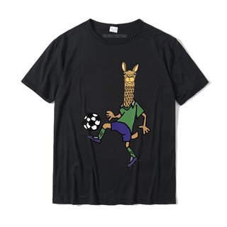 เสื้อยืด ผ้าฝ้าย พิมพ์ลาย SmileteesSports Llama Playing Action Soccer สวมใส่สบาย สไตล์คลาสสิก สําหรับผู้ชาย