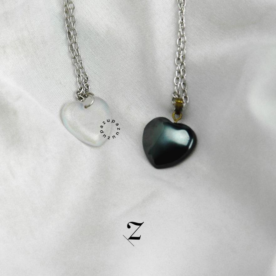 ดึงดูดใจ Medium Love Crystal Hematite Opalstone Basic สร้อยคอ